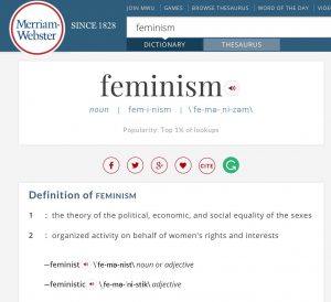 Dictionary definition of feminism